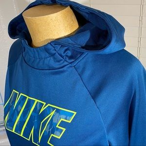 NIKE DRY-FIT hoodie blue XL front pocket long slee